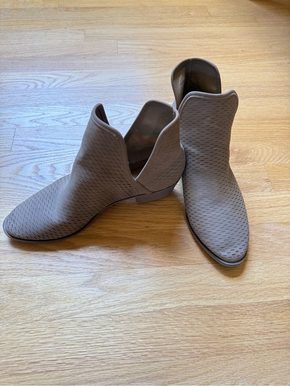 Merona Taupe Perforated Cutout Ankle Booties
